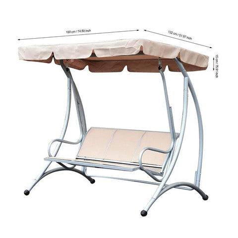 Beige Outdoor Swing Canopy Replacement Top Cover Easy Fit All Weather Rainproof Dustproof Weatherproof With Durable 190T Polyester Taffeta