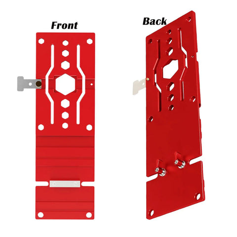 Dead Nuts Straight Track Saw Square Plus Rock Solid Ninety Degree Guide Rail Alignment Jig, front and back view, rustproof aluminum.