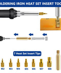 Heavy Duty Soldering Iron Kit With Heat Set Insert Tool shown with insert tips and a block for electronics projects.