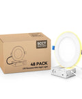 48 Pack 6 Inch Led Recessed Lights With Night Light in packaging, showcasing a canless wafer light and control unit.