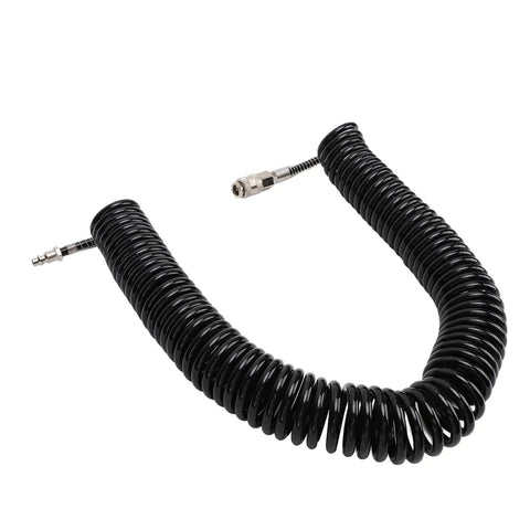 Top Shelf Heavy Duty Retractable Air Hose Compressor Hookup With Kink Free Bend Limiter And Easy Self Rewind Reel for tough jobs.