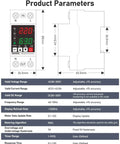 Smart Circuit Breaker With Adjustable Voltage Protection 70-200V Low Cutoff, 140-300V High Cutoff, 1-63A Overcurrent Protector dimensions