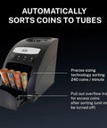 Bulletproof Electric Coin Sorter That Cranks Out Two Hundred Forty Pieces A Minute With A Generous Hopper And Patented Anti Jam System for fast coin sorting.