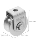 Front view of Two Pack Stainless Steel Pulley Wheel With Bearing, Heavy Duty Industrial Door Track Crane Roller For Gym Equipment.