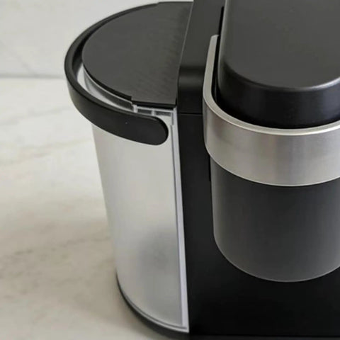 Snap In Water Reservoir Lid For K-Cafe K83 Coffee Maker Replacement Cover Keeps Seal Tight No Mess Dust Free Shield Easy Snap In Install Spill Proof Protection For Your Brewer Durable Fit installed on a coffee maker showing a close-up view of the lid.