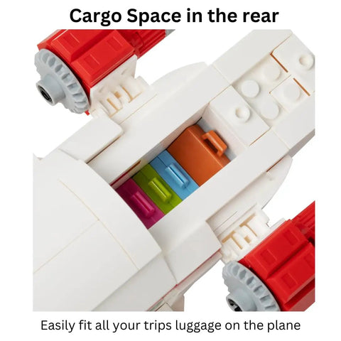 Close-up of cargo hold detail from Airplane Building Block Set With 633 Pieces For Kids And Adults, showing multicolor bricks.