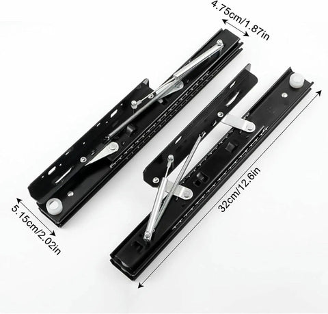 Rock Solid Heavy Duty Dining Table Extension Slides featuring smooth quiet ball bearings, steel material, 32cm size for easy retrofits.