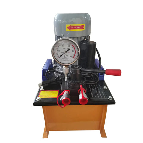 70 Ton 110V Electric Hydraulic Pump for Excavator Undercarriage Track Pin and Bushing Extraction, features pressure gauge.