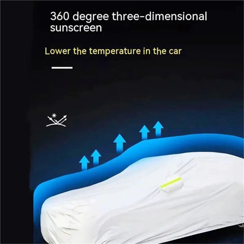 360-degree protection with Six Layer Waterproof Car Cover For All Weather Outdoor Shield With Zipper Cotton Lining UV Sun Protection
