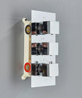 Fresh LED Shower System With Thermostatic Valve, wall mounted chrome control panel with temperature knobs and display.