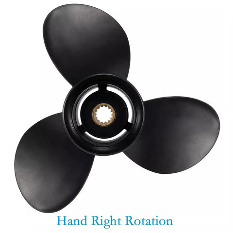 Top view of Outboard Propeller 3 Blade Aluminum 10X15 Pitch Right Hand Rotation For 20 25 30 35 HP Boats Fits OMC Johnson Evinrude