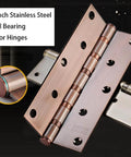 8 Inch Stainless Steel Ball Bearing Door Hinges For Heavy Duty Wood Doors with Matte Black Finish and Mounting Screws