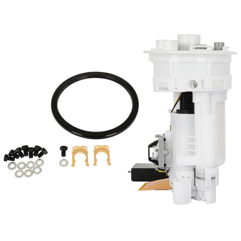 Fuel Pump Assembly For Pontiac Vibe Base And GT 1.8L L4 2003-2004 And Toyota Corolla CE LE S 1.8L 2003-2004 Drop In Ready Direct Replacement Replaces OE SP9164M OE Grade Fuel Pump Module For Vibe And Corolla shown with gaskets and fittings