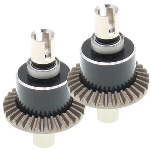 Close-up of 2Pcs Metal Front And Rear Differential Gear Set For WLtoys 1 14 144010 144001 144002 And 1 12 124016 124017 124018 124019 RC Cars
