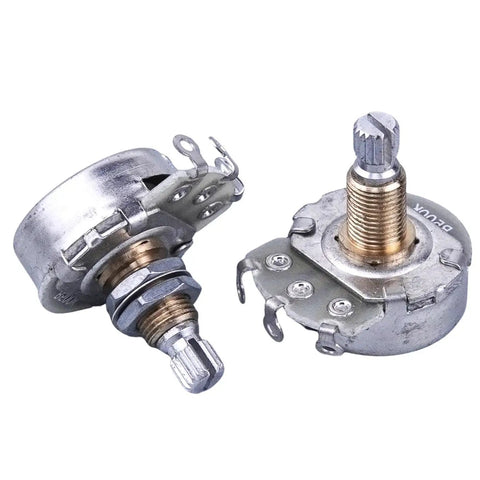 Two Pack Long Shaft A250K Potentiometer With Brass Shaft Audio Taper For Electric Guitar And Bass 6mm Shaft 8mm Thread Includes Nut And Washer