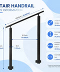 Adjustable Outdoor Stair Handrail Built Tough With Heavy Duty Galvanized Steel for secure porch and deck use, size info displayed.