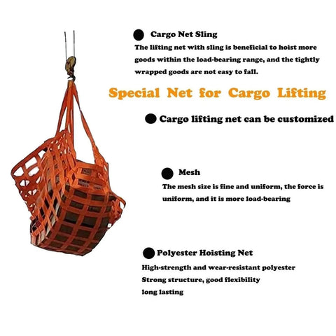 Rock Solid Heavy Duty Cargo Lifting Net With Tear Proof Polyester Webbing And Non Slip Hauling Straps For Secure Equipment Transport 3 By 3 Meter Mesh in use