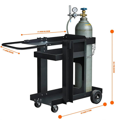 MIG Welder Cart With Table Top Cabinet And Gas Bottle Storage, Built To Haul Heavy Gear For Two Welders, Plasma Cutter Ready