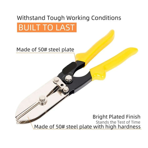 Beefy Pro Grade Heavy Duty 5-Blade Hand Cable Crimper for Duct Work, stainless steel, yellow handle, built to last