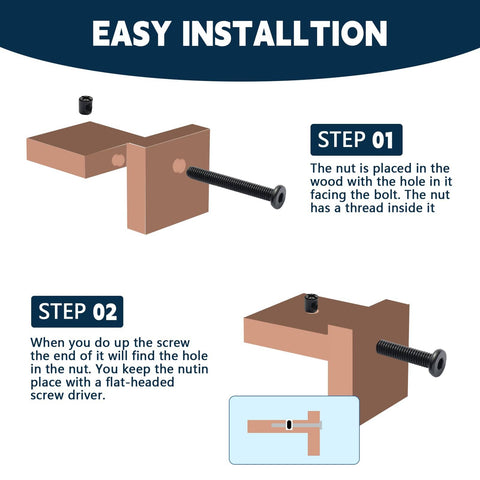 Assembly guide for Crib Hardware Replacement Kit With 28 M6 Stainless Steel Hex Socket Bolts And Zinc Barrel Nuts.