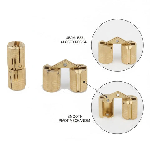 Gold Zinc Alloy Concealed Barrel Hinge For Jewelry Boxes And Cabinets, Invisible Pivot Hardware with Seamless Design and Smooth Mechanism