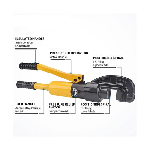 Detailed view of Heavy Duty Hydraulic Scissors Cutting Machine Portable Rebar Shear 6T To 13T Manual Steel Bar Cutter features.