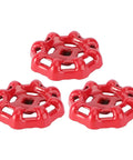 3 Pack Cast Iron Shutoff Valve Replacement Handles With Flat Bottom Design Red Metal Hand Wheels For Easy Open And Close Low Fluid Resistance Ideal For Industrial Valves