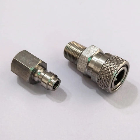 Beefed Up Stainless Steel Eight Millimeter Quick Disconnect Adapter Set One Eighth NPT Threads M And F QD for airsoft and diving
