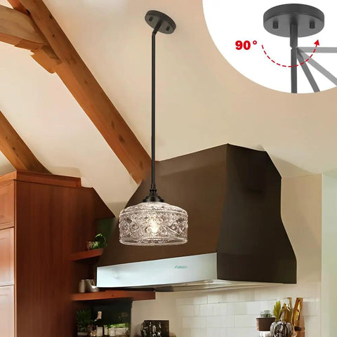 Adjustable Black Vintage Pendants With Ninety Degree Swivel Heads For Kitchen Islands And Bedrooms Offering Height Range That Kills Annoying Glare And Delivers A Killer Farmhouse Vibe Worth Buying in a kitchen setting.