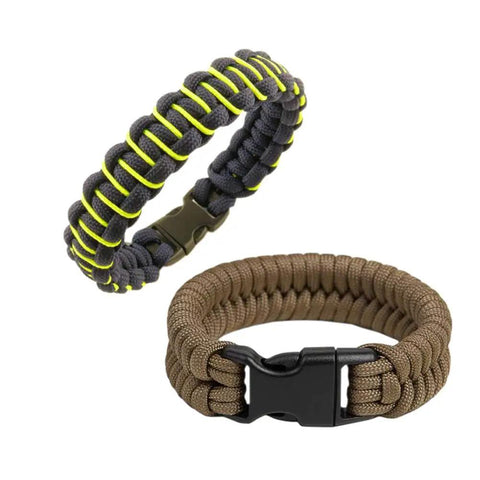 Two paracord bracelets with Durable Five Eighth Inch Curved Paracord Bracelet Clips Pack Of 30 Beefy Plastic Side Release Buckles