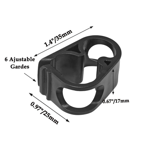 Close-up of black nylon flow control hose clamp, Six Pack Adjustable Plastic Tubing Clamps 0.236 To 0.472 Inch 6 To 12 mm