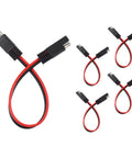 Five Piece SAE Battery Connectors With Beefy 14 Gauge Wire Harness 2 Pin Quick Disconnect Plug 12V Rig Wiring Adapter featuring six black and red cables.