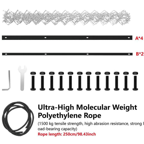 Parts and accessories for Drag Harrow for ATV and UTV, 4x5 Foot Chain Harrow With Rust Resistant Mesh, including screws and rope