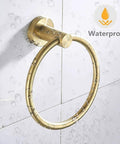 Brushed Gold Bathroom Hardware Set With Toilet Paper Holder Towel Ring And Robe Hook Stainless Steel Wall Mount 3 Piece Bath Accessories Upgrade For A Clean Modern Vibe waterproof towel ring on tiled wall