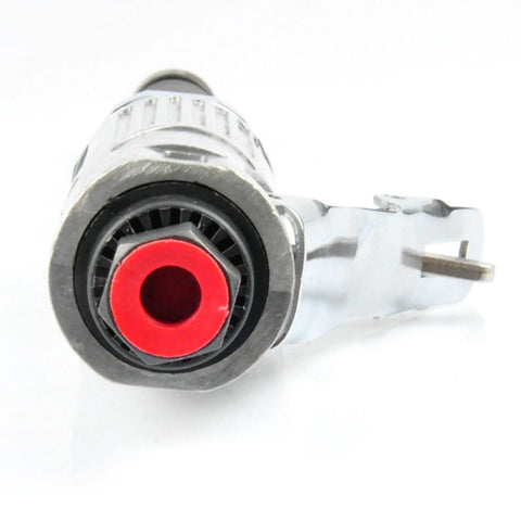 Tough As Nails Pneumatic Extended Engraver And Air Die Grinder Straight Shooter Tool front view with red nozzle and stainless steel build.