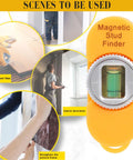 Portable Screw Finder Magnetic Detector for Wood and Metal Studs highlighting usage in home improvement tasks and ergonomic design.