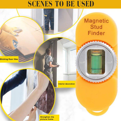 Portable Screw Finder Magnetic Detector for Wood and Metal Studs highlighting usage in home improvement tasks and ergonomic design.