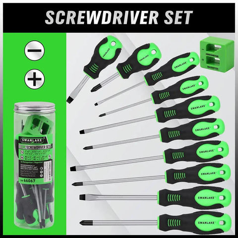 11 Piece Magnetic Screwdriver Set With 5 Phillips And 5 Flat Tips Built Tough Chrome Molybdenum Vanadium Steel Strong Magnetic Blades For Automotive And Home Repairs Loosening Seized Hardware Made For Any Task