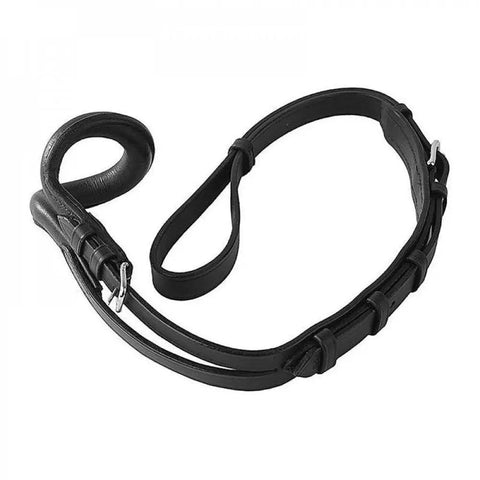 Adjustable Leather Crupper With Tail Strap For Horse Saddle, 26 Inch Tail To Buckle, Black, Durable leather design, overhead view