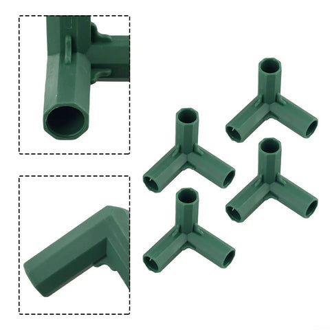 Set Of 4 Plastic Greenhouse Frame Connectors For 16mm Tubes Easy Install Right Angle 3 Way Plant Support Brackets DIY Garden Trellis Fittings Outdoor Awning Frame Parts For Climbing Plants