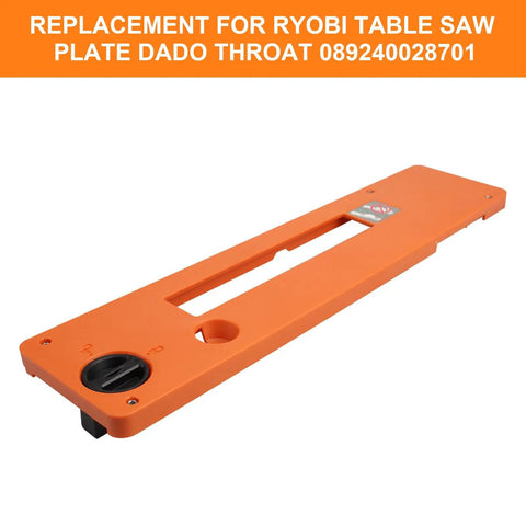 Dado Throat Plate Compatible With Ridgid Table Saw R4514 R4518 Plug And Play Metal Insert, orange, for precise cuts.