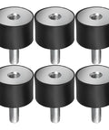 Six Pack Black Rubber Engine Mount Mats With Damping Elements For Superior Vibration Isolation And Stable Support On Machinery, Fitness Equipment, And DIY Projects six black rubber mounts