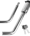 Beefy Universal Hitch Receiver Lock With One Half Inch And Five Eighths Inch Pins Anti Theft Trailer Lock For Class I To V Receivers Press To Lock Technology Chrome Finish Heavy Duty Carbon Steel Includes Two Keys