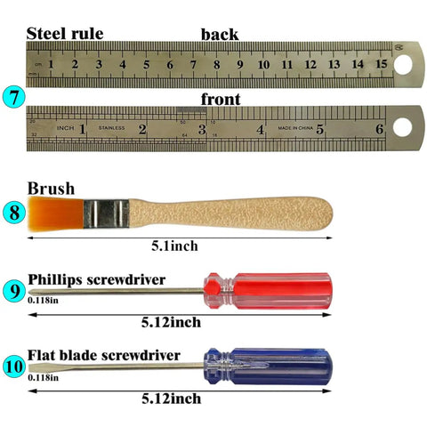 32 Piece DIY Model Tool Kit For Dollhouse Miniatures And Hobby Building Essential Craft Tool Set steel ruler, brush, screwdrivers