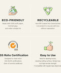 Image showing features of Brown Kraft Paper Tape 2 Inch By 43 Yards With Writable Non Coated Surface For Masking Sealing And Packaging Use Eco Friendly Recyclable And Easy To Tear Workhorse Packing Tape For Moving Shipping And Storage, highlighting eco-friendly, recyclable, SGS certification, and ease of use.