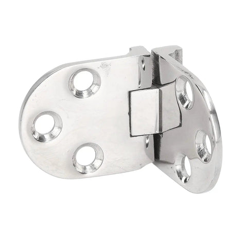 Close-up of 4 Pack 316 Stainless Steel Marine Door Hinges with mounting holes for yacht, boat, RV, and home cabinets, heavy duty hardware.