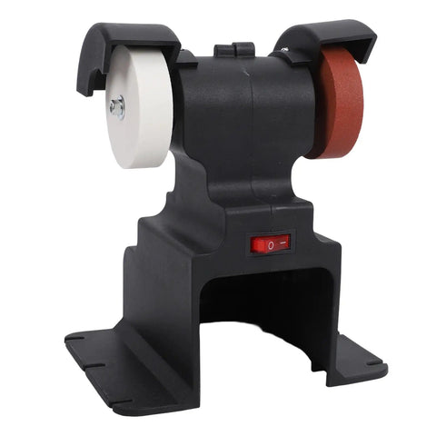 Tackle Any DIY Task Without Cord Tangles Using This Mini Bench Grinder Built For 18V Batteries Featuring Dual Coarse Fine Brown Corundum Wheels For Rock Solid Metal Grinding And Sharpening.