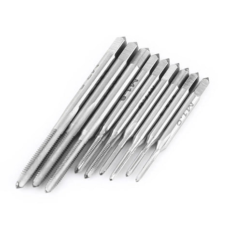 Check Out This Slick 30-Piece High Speed Steel Tap And Die Set That Makes Thread Repair A Breeze With Essential Wrench Accessories For Perfect Internal And External Cuts In Any Workshop Situation. 30-piece HSS taps on white background