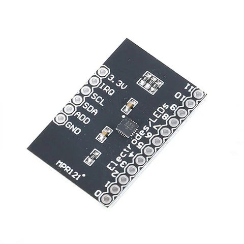 Five Pack MPR121 Capacitive Touch Sensor Breakout Modules V12 I2C Controller Board For Keyboard Projects And Arduino Development Plug And Play Ready Easy Hookup Sensor Matrix Ready board with labeled pins visible.