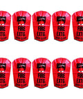 The Real Deal Heavy Duty Fire Extinguisher Cover With Slick Clear View Window Certified Top Shelf Armor For Twenty Pound Units Indoors Outdoors Bright Red Shield displayed in a row.